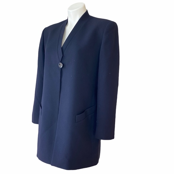 CHRISTIAN DIOR Navy 1 Button Blazer Size 8 - Picture 3 of 6